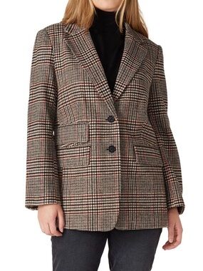 Thakoon x RTR Brown Plaid Wool Blend Blazer